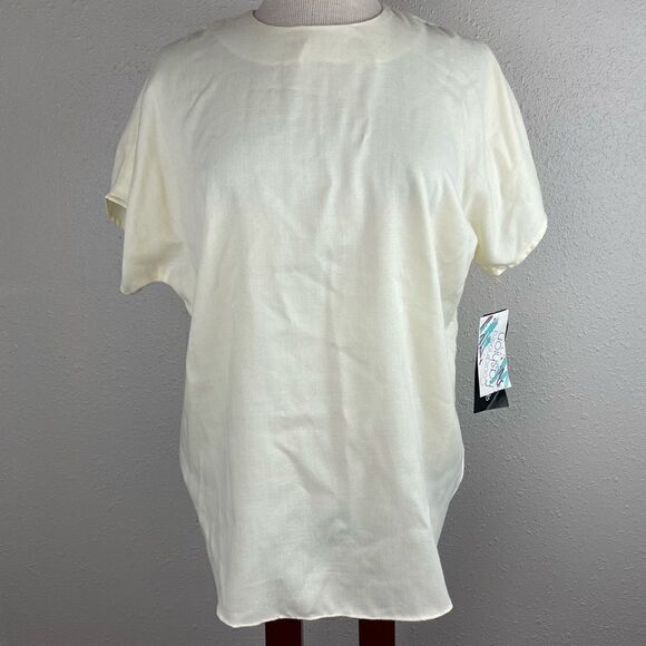 NWT Intriguing Threads Cream Short Sleeve Top Size S - Picture 1 of 5